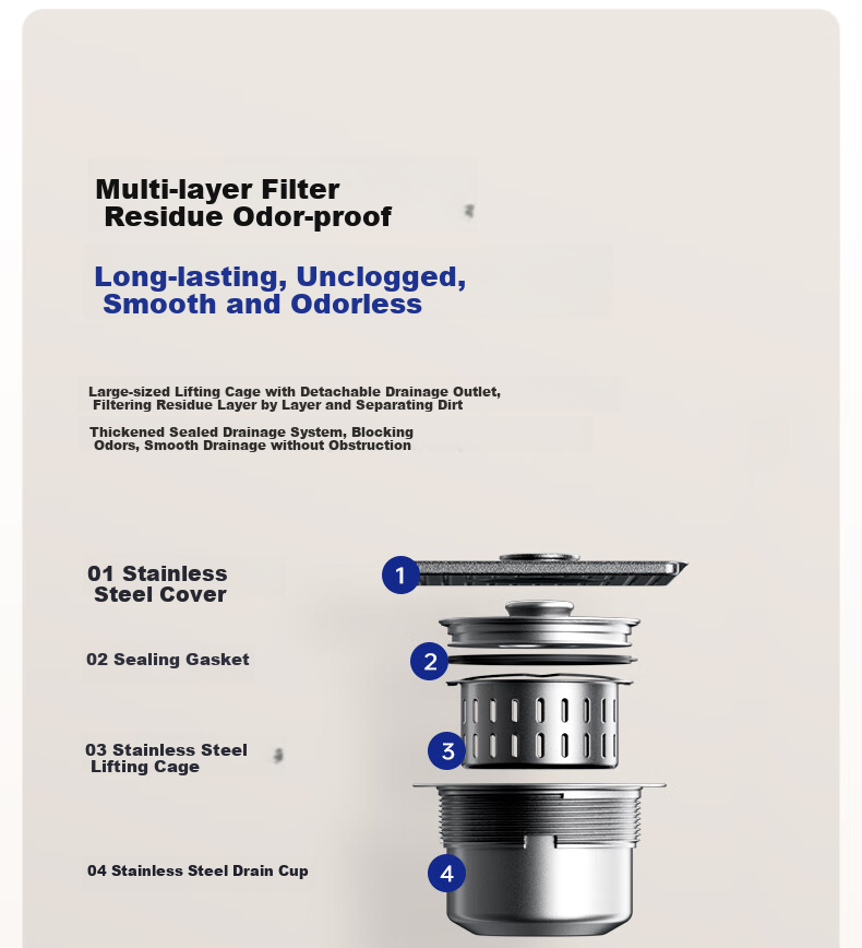 JOMOO Stainless Steel Embossed Filter Strainer Narrow-Edge Double-Sink Large Single Sink Kitchen Vegetable Washing Basin 75*43 Pull-Out Faucet 02373 15