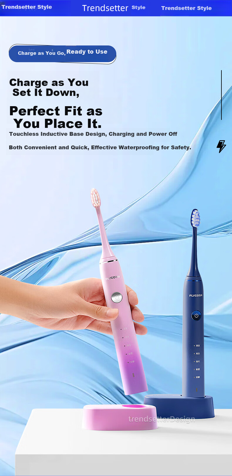 Chaofan Compatible with Flyco Electric Toothbrush Charger Base FT5105/FT7106/FT7205/FT7107, Wireless Induction Charging Cable Accessory 5