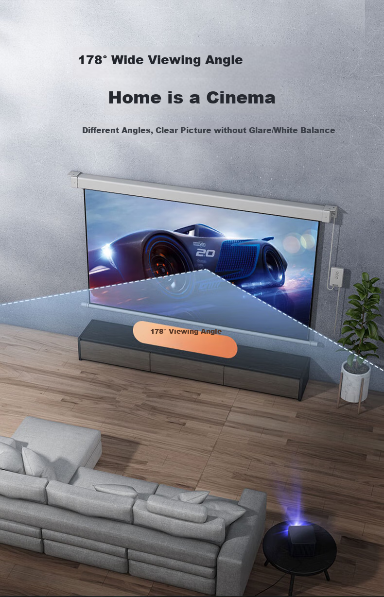 Lenovo Small Square Box White Shell Floating Cable-Drawn Photon Projection Screen, 100-Inch Smart Electric Screen for Home And Professional Office Use, with Three-Color Laser Projector Scree 7