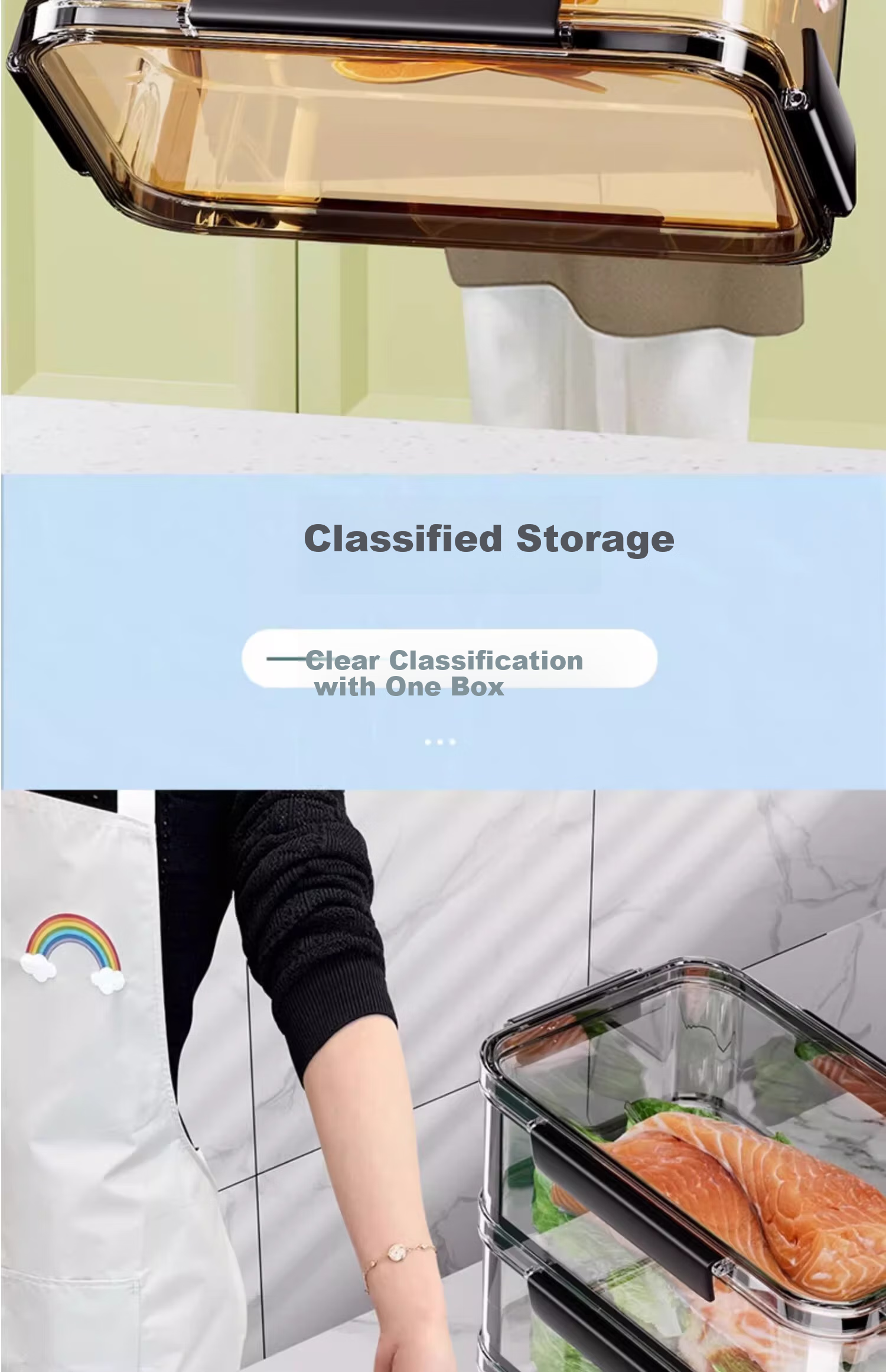KATEI STORY Japanese Refrigerator Storage Box, Food-Grade Specialized Fresh-Keeping Box, Large Capacity Freezer Fruit Organizer, Sealed Container for Vegetables 18