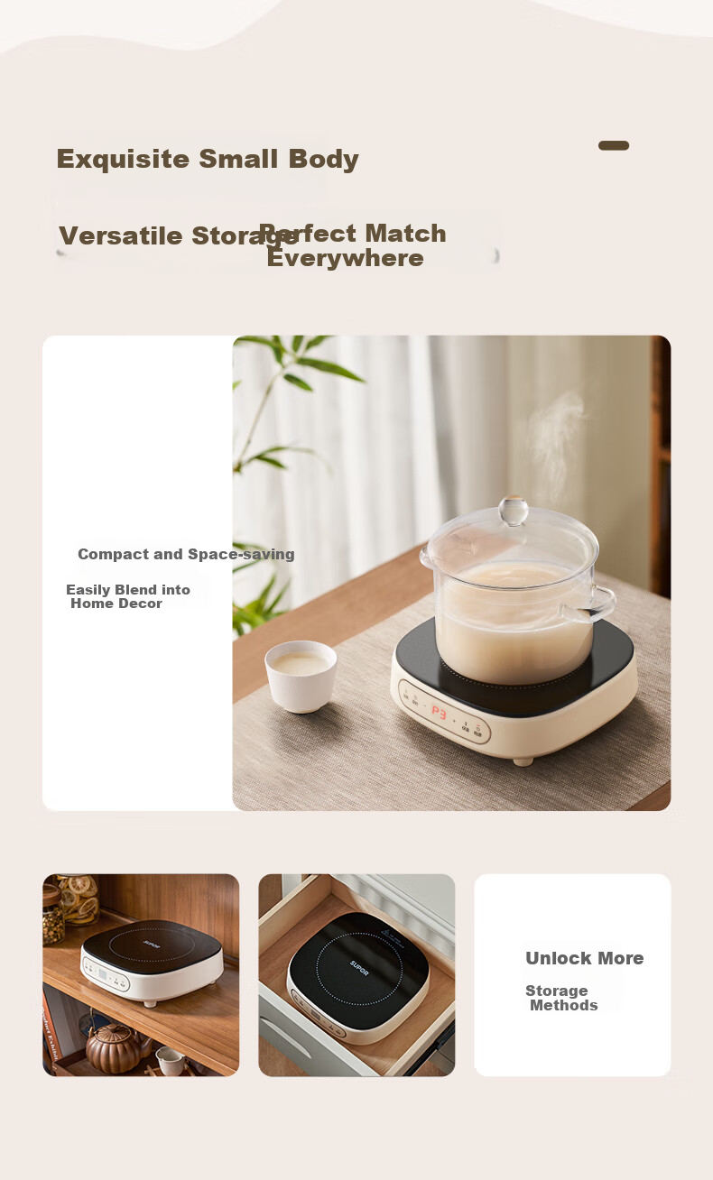 SUPOR Ceramic Cooker, Electric Tea Brewing Induction Stove, Household Electromagnetic Stove, New Mini Compact Simple High-Power Rapid Heating Quiet Hot Pot Surrounding Stove Tea Brewing Cooker C10-CS15 4