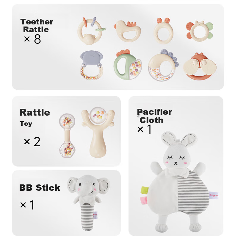 Beiboshi Babybox Newborn Welcome Gift Box, 0-1 Year Old Infant Soothing Rattle Toy Gift, Full Moon And First Birthday Present 7