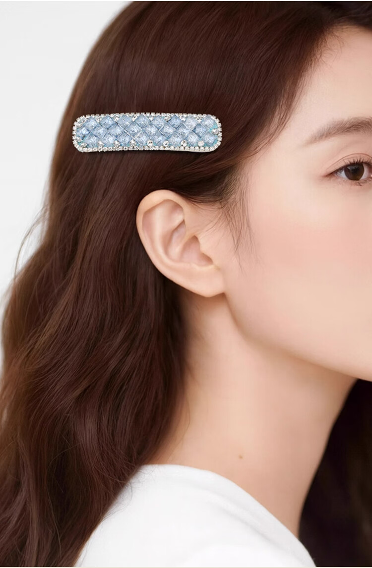 Aji Bean Women's Hair Clip Fashion Shiny Galaxy Blue Diamond Bowknot Bangs Clip Exquisite Luxury Side Clip for Flyaway Hair 9