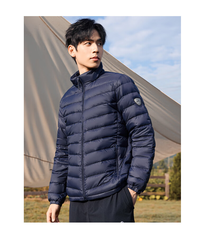 ROMON Men's Lightweight Down Jacket, Stand Collar, Short Style, Autumn New Fashion, Versatile Warm Inner and Outer Wear, Gray, Size 185 11