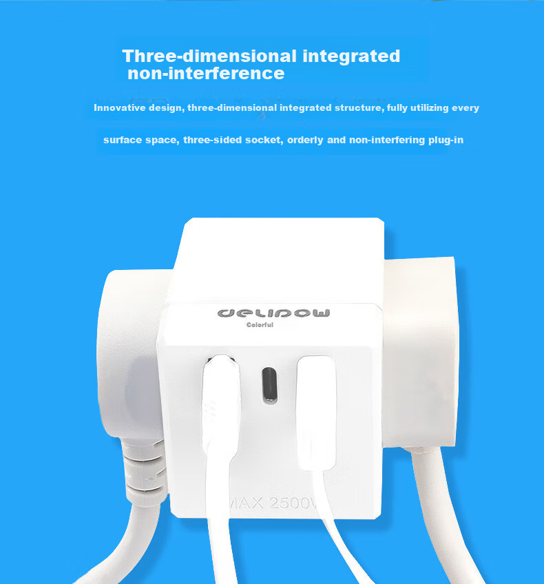 Delipow Power Strip, One-To Multifunctional Socket, USB Charger/wireless Socket Adapter/travel Converter Plug, 1-To Adapter [White] 6