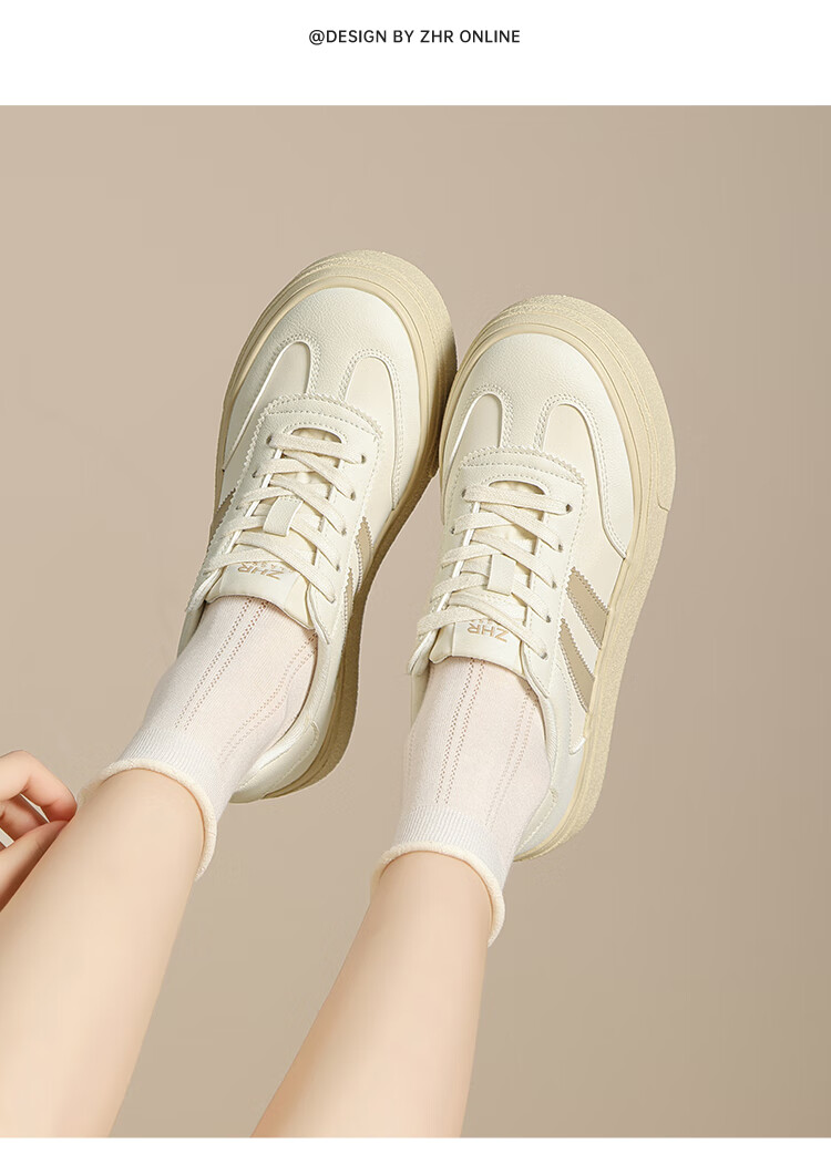 ZHR ZEZHE Summer Women's Mesh Lightweight Thick-Soled Breathable White Sneakers KS109E Beige Black Size 38 15