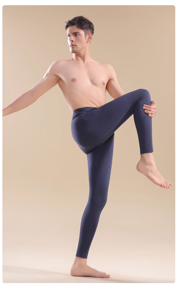 Yalu Men's Thermal Underwear 2-Pack Double-Sided Fleece Seamless Cotton Base Layer Pants Winter Warm Cotton-Lined Long Johns 1