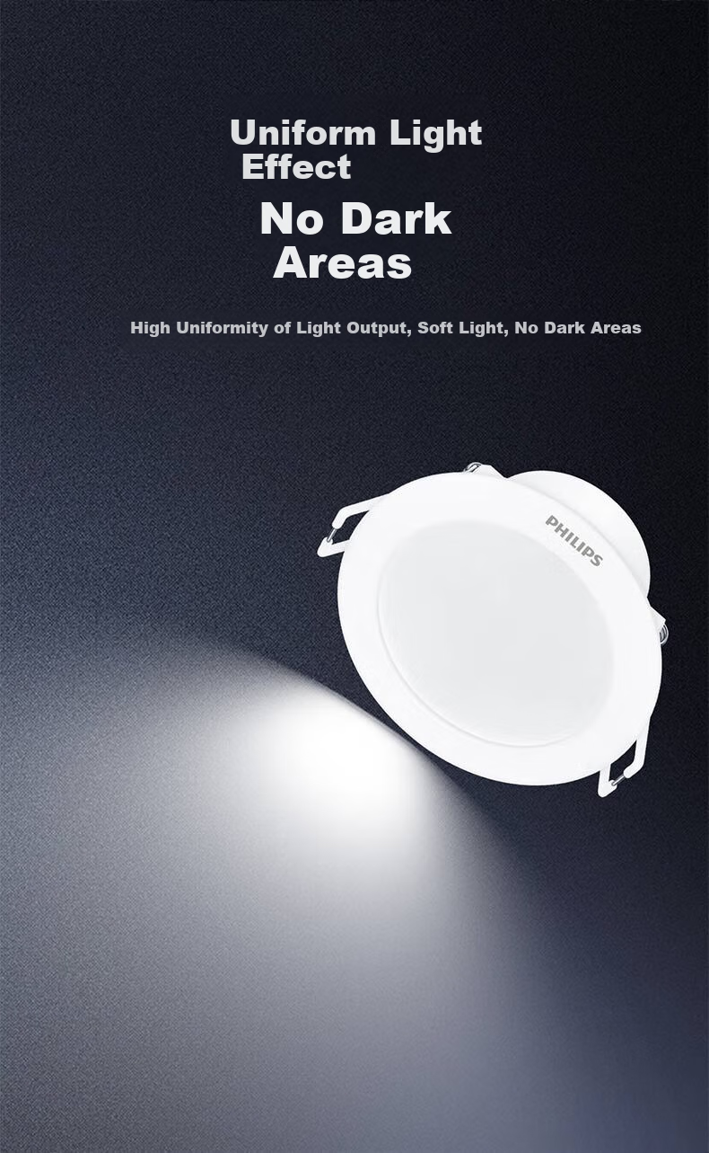 PHILIPS 5.5W Ultra-Thin Recessed Downlight for Living Room, Cut-Out Diameter 85-95mm, Neutral Light 5
