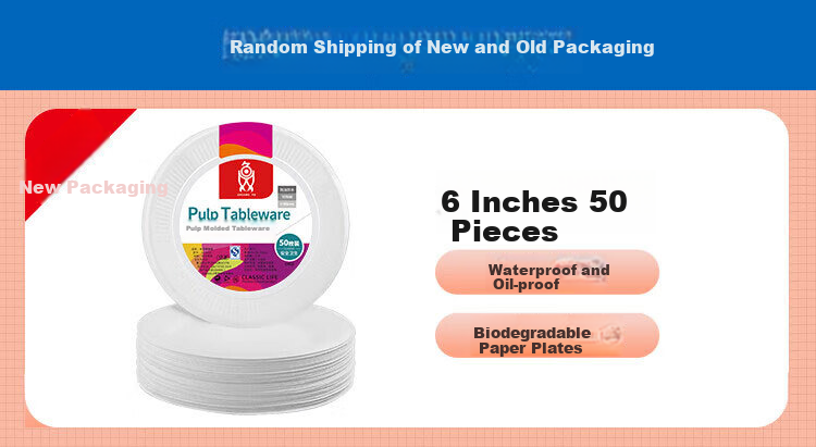 SHUANG YU Disposable Plates [6 Inches * 50 Pieces], Biodegradable Paper Plates, Cake Plates, Handmade Plates, Picnic Plates, Tableware 1