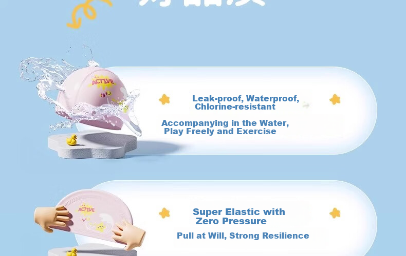 Li-Ning Children's Swim Cap, for Boys And Girls, Cute Cartoon Design, Professional Ear Protection, Waterproof, Non-Binding Swimming Cap 4