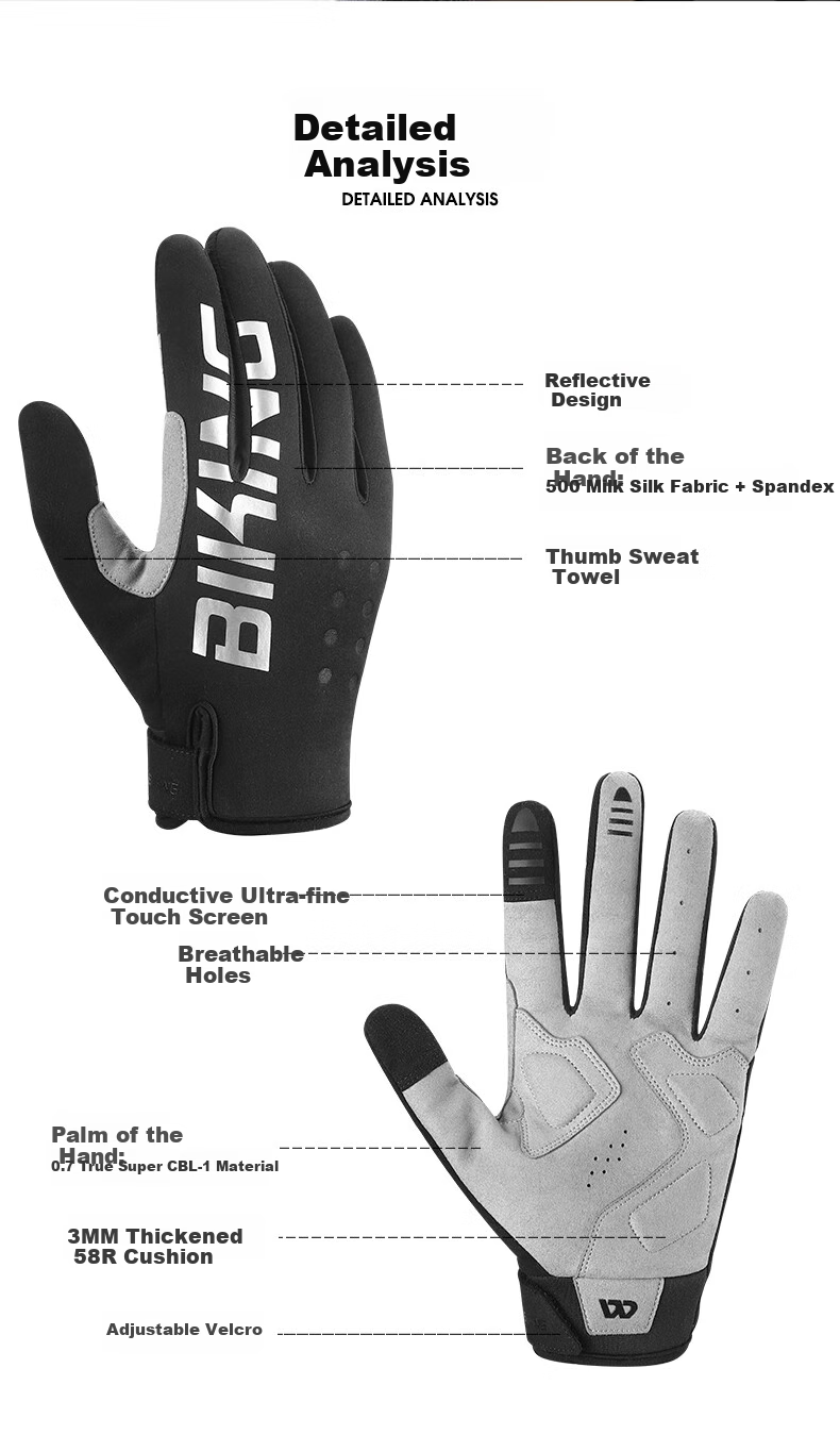 WestBiking Autumn And Winter Windproof Long Finger Gloves, Bicycle Anti-Slip Shock-Absorbing Outdoor Mountain And Road Bike Cycling Equipment M 4