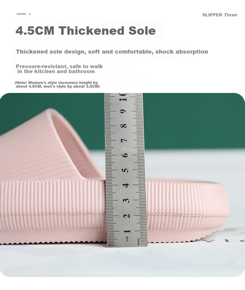 GUOLUOFEI Squishy Feeling Slippers for Men, Summer Thick-Soled Home Indoor Bathroom Shower Large Size Sandals, Pink, Size 39-40 4