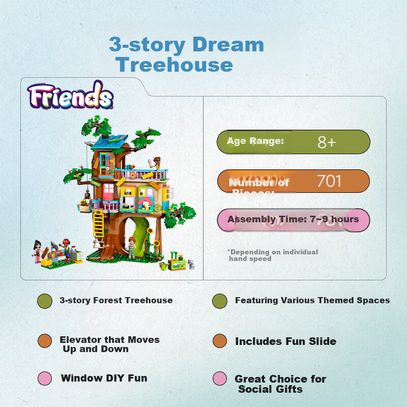LEGO Friends 42652 Treehouse Friends, Building Blocks Toy for Boys And Girls, Children's Birthday Gift, Home Decoratio