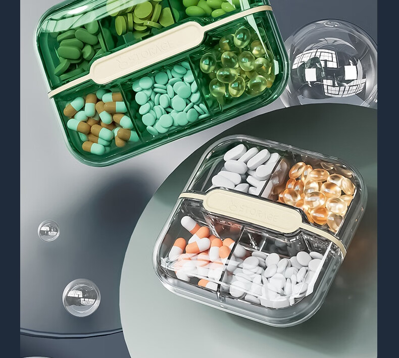 Baiyite Portable Personal Lightproof Weekly Pill Organizer Seven-Day Travel Storage Box Large Capacity Medicine Dispenser 7