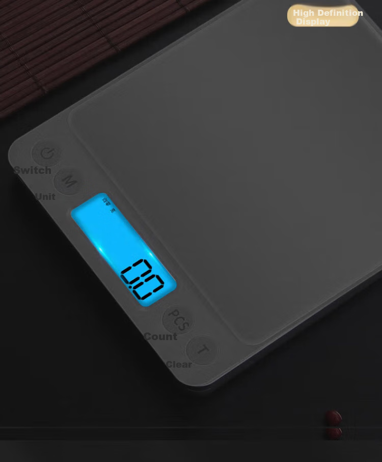 BJ Electronic Kitchen Scale Stainless Steel Weighing Surface Baking Scale Gram Scale Food Scale 3kg/0.1g Coffee Electronic Scale Gram Scale 12