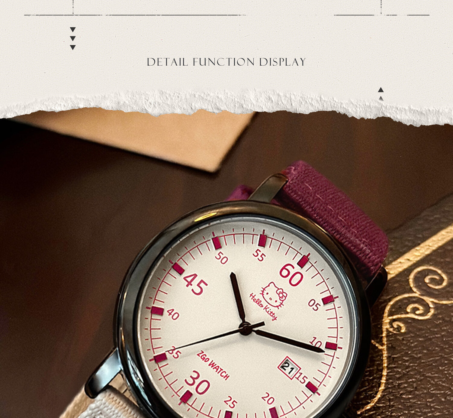 Hello Kitty Watch for Female Students, Specialized for Middle School And High School Exams, Retro Canvas Strap Quartz Watch, Sanrio Birthday Gift 3
