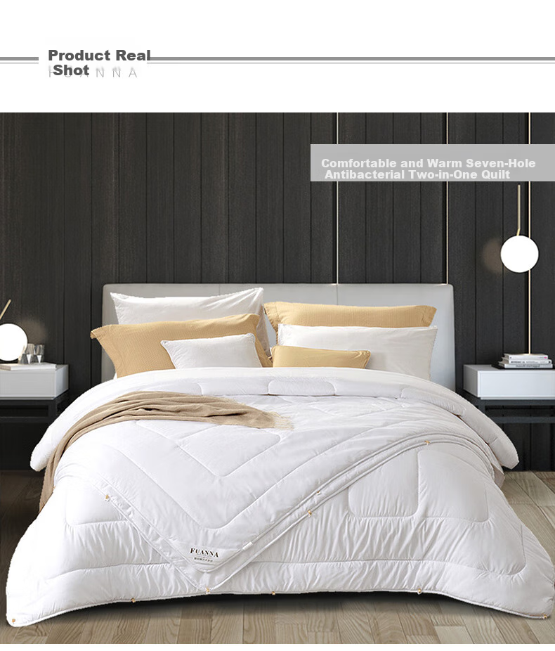 FUANNA Comfortable Seven-Hole Antibacterial Fiber Quilt, Pure Cotton Fabric, Winter Comforter, 7 Jin (3.5 Kg), 203*229cm, White 11
