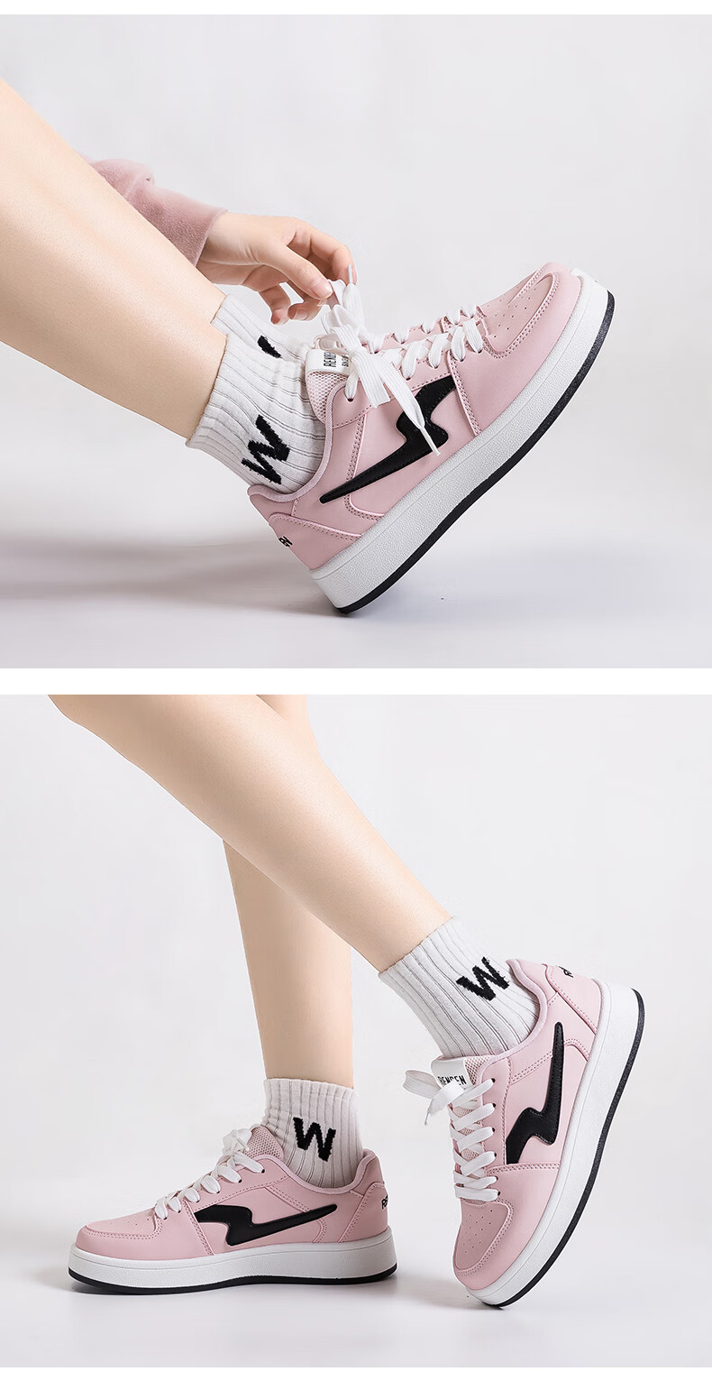 RENBEN Women's White Sneakers Ins Trendy Versatile 2026 New Student Korean Style High-End Popular Skate Shoes 13