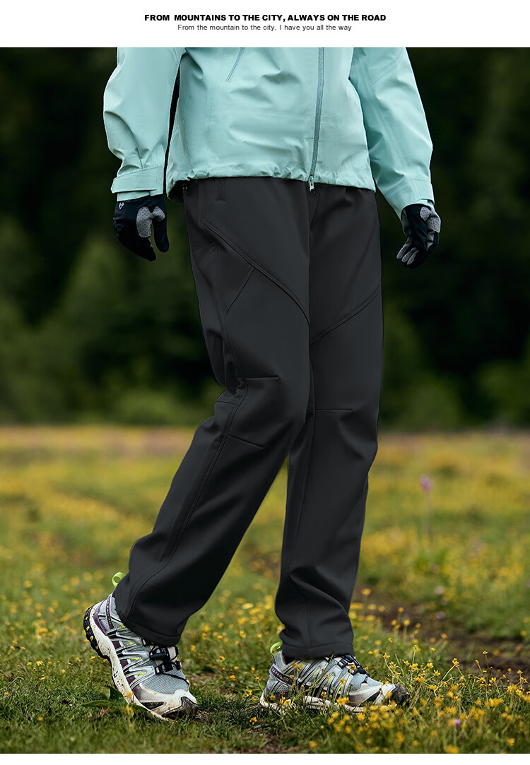 Pioneer Camp Tibetan Wolf Women's Outdoor Softshell Pants Autumn Winter Warm Fleece Lined Straight Leg Windproof Rainproof Hiking Mountaineering Trousers 6