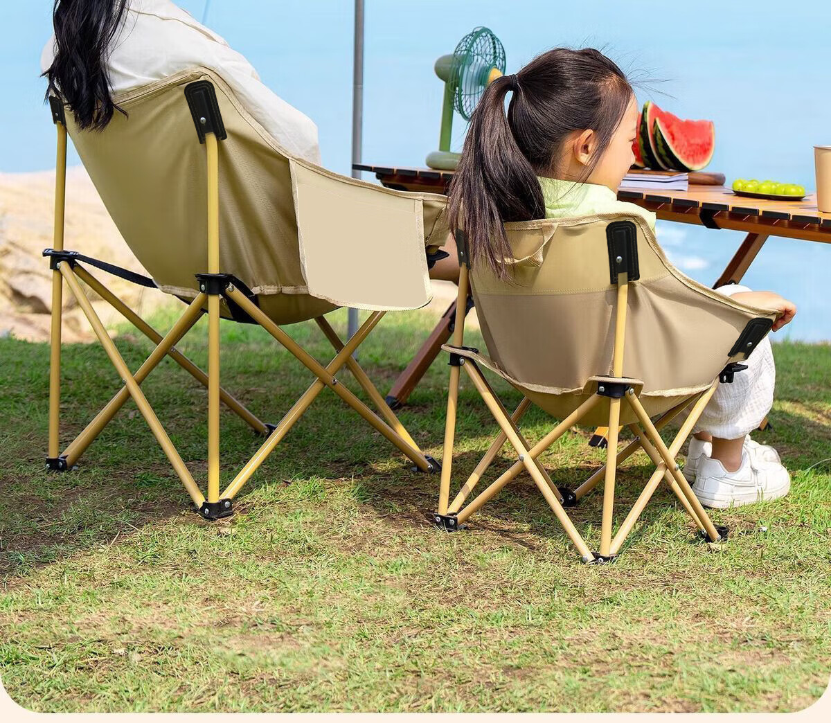 Gosoo Outdoor Folding Chair Portable Camping Moon Chair Beach Chair with Backrest Fishing Picnic Sketching Chair 5