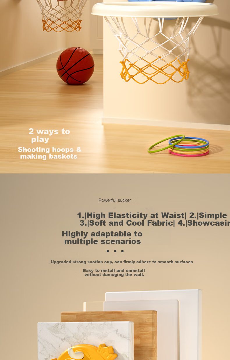 COOKSS Children's Basketball Hoop, Home Use Baby Shooting Training, Indoor Toy for Ages 1-3, No Drilling Required Gift 5