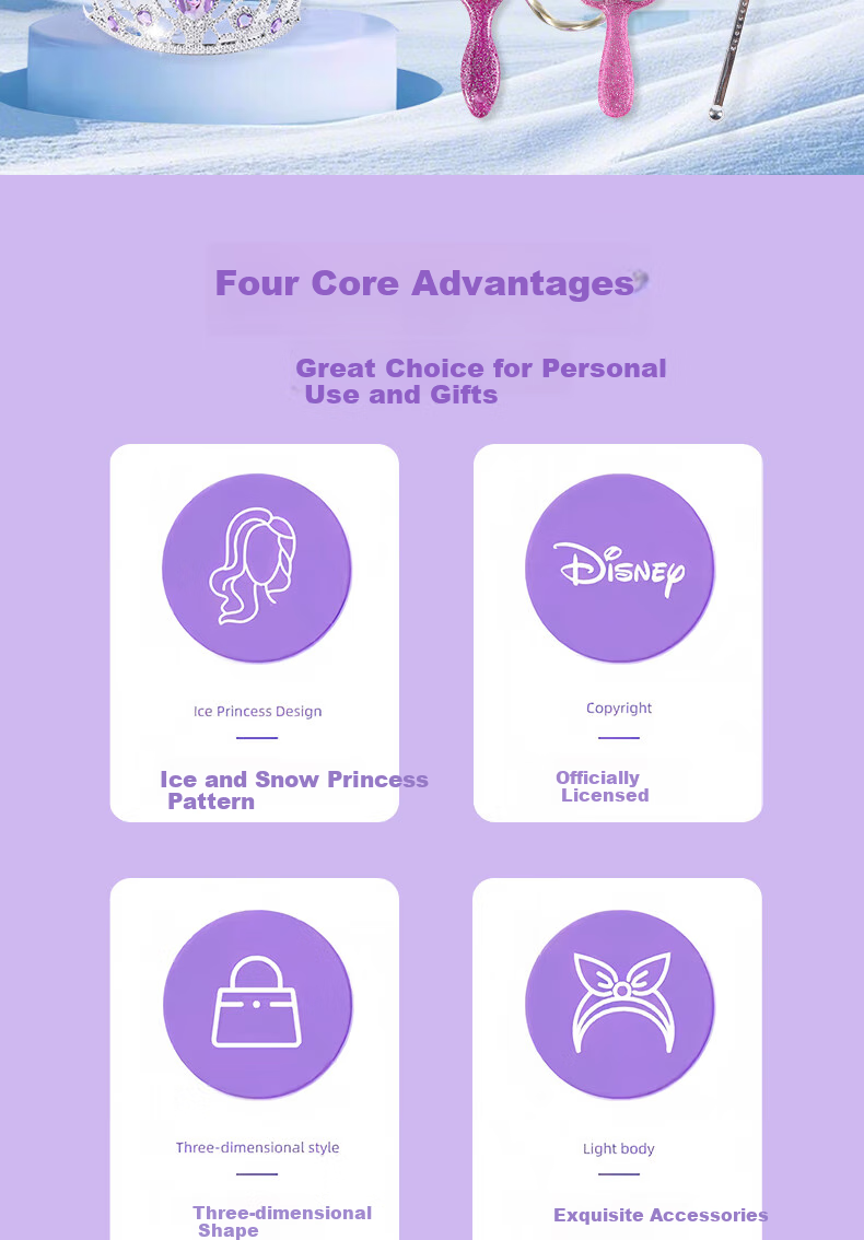 Disney Elsa Princess Bag, for Ages 6-12, 9-Year Children's Toy, Birthday Gift for Girls, 8-Year Girl Frozen Elsa Hair Accessories 2