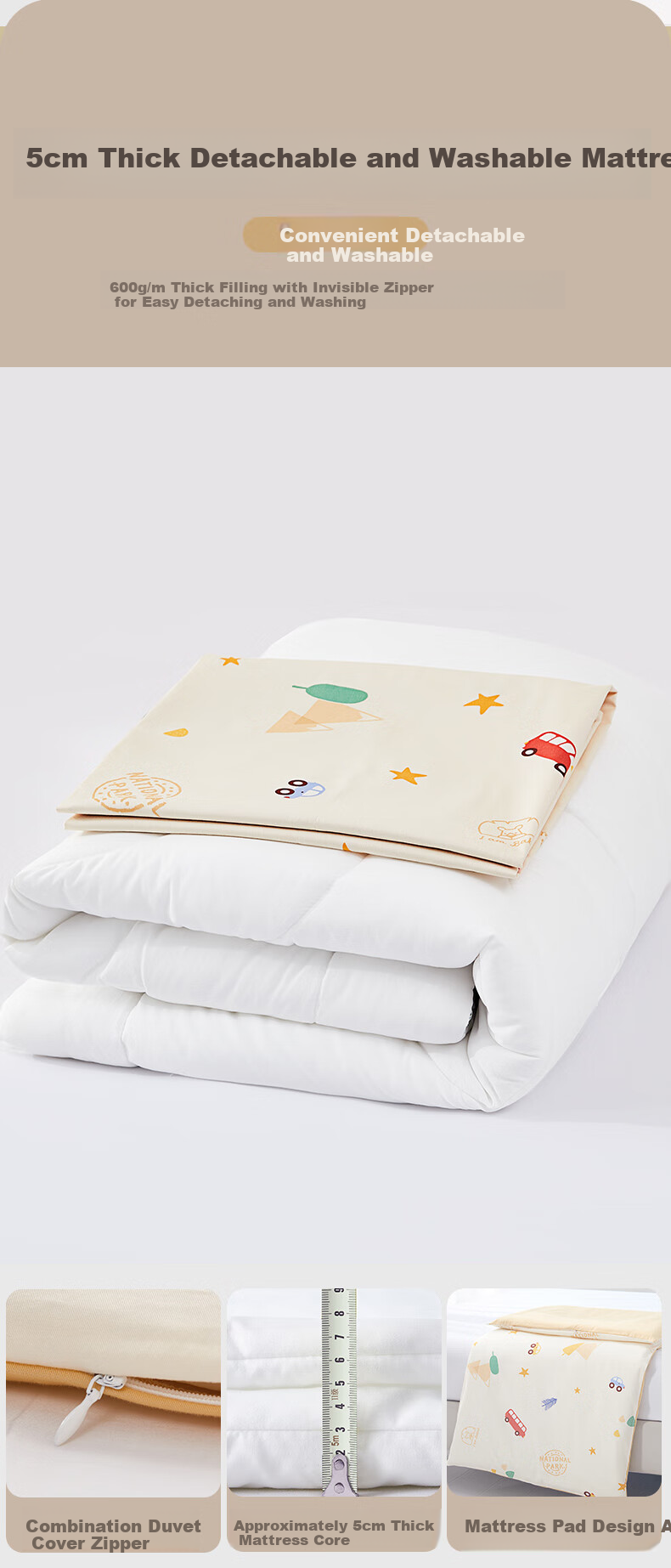 MERCURY Kids Three-Piece Bedding Set, Class A 100% Pure Cotton Bed Sheet, Duvet Cover, Pillowcase, Single Bed for Dormitory Students, 150*210cm 7