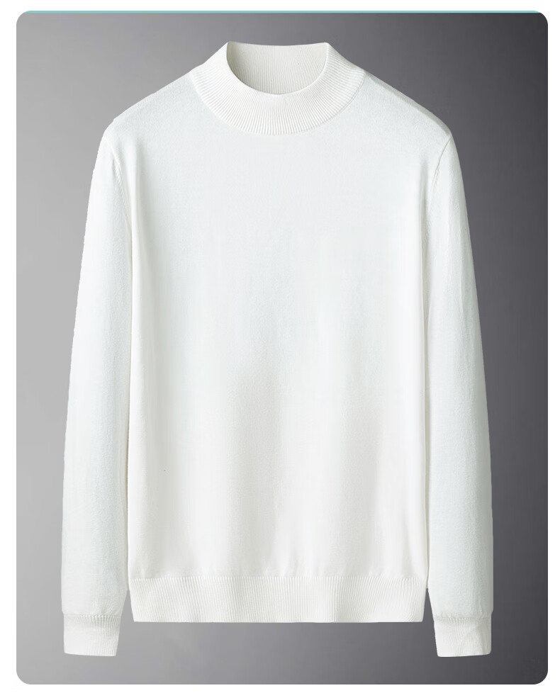 MiiOW Men's Half Turtleneck Knit Sweater Autumn Winter New Casual Versatile Fleece Lined Warm Base Shirt 4