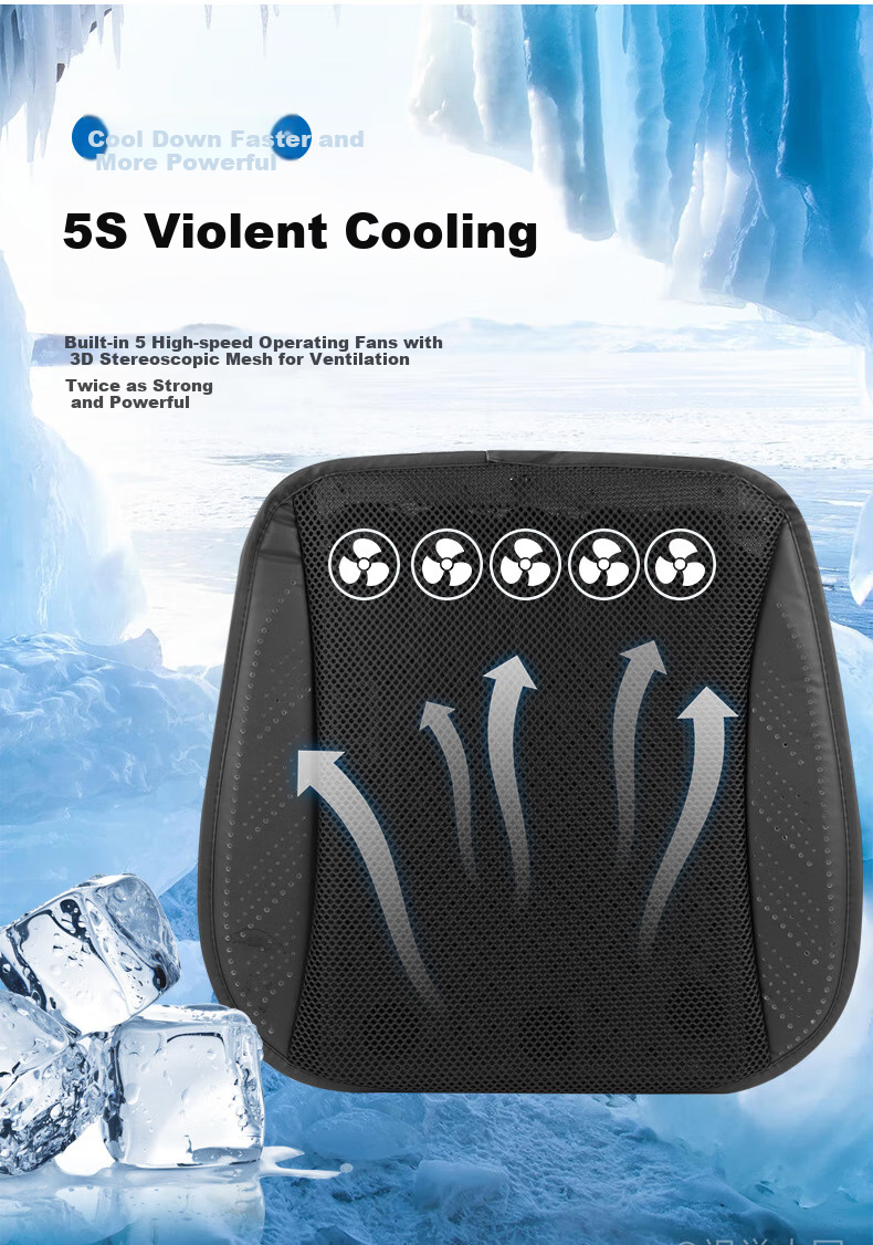 Dijialun USB Summer Car Ventilation Seat Cushion, Cooling Pad, Office Summer Truck Fan-Cooled Seat Cushio 3