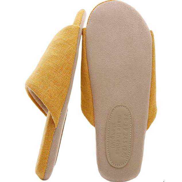 Guoluofi Japanese Style Slippers Spring Autumn Silent Non-Slip Indoor Breathable Four Seasons Slippers Yellow Size 38-39