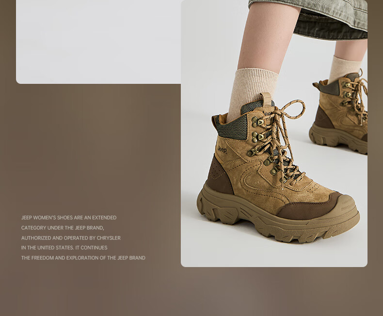 Jeep Women's Martin Boots Autumn Winter Height Increasing Thick Sole Hiking Ankle Boots British Style Black Outdoor Mountaineering Boots Black Gray Size 35 5