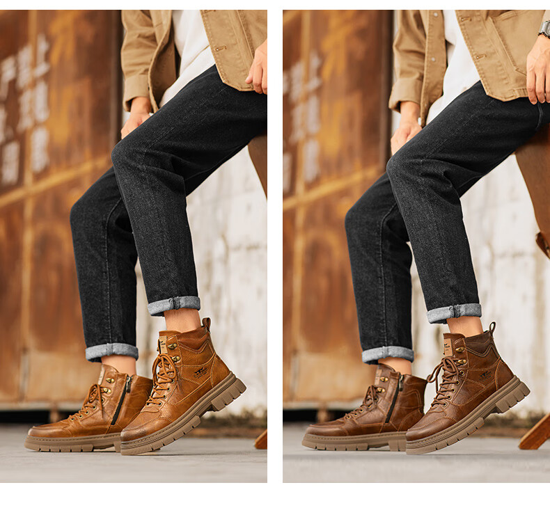 G.N.Shi Jia [Zhang Ruoyun Style] Men's Autumn Winter New Retro British Martin High-top Durable Work Boots 5