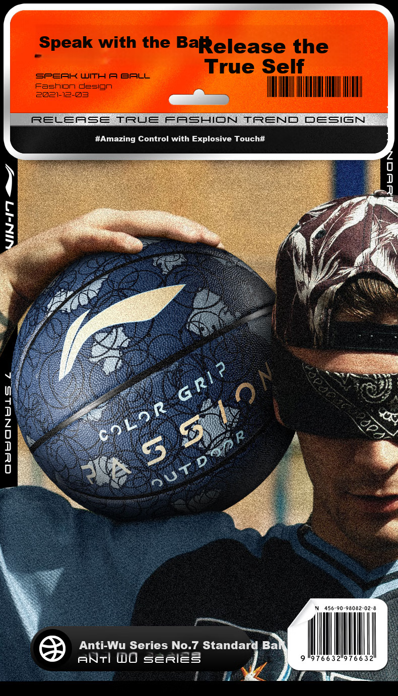 Li-Ning Basketball, Size 7, Adult Competition, Indoor And Outdoor Use, Non-Slip, Wear-Resistant, for Cement Courts, Youth Standard Size 7 Basketball, Blue Color 1