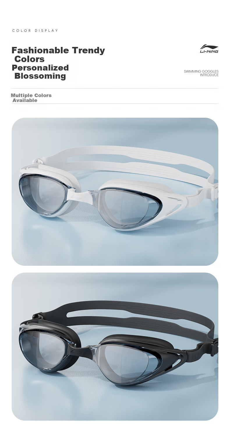 Li-Ning Swimming Goggles, Waterproof And Anti-Fog, High Definition for Men And Women, Professional Training Clear Lens Swimming Glasses, 2212 White 11