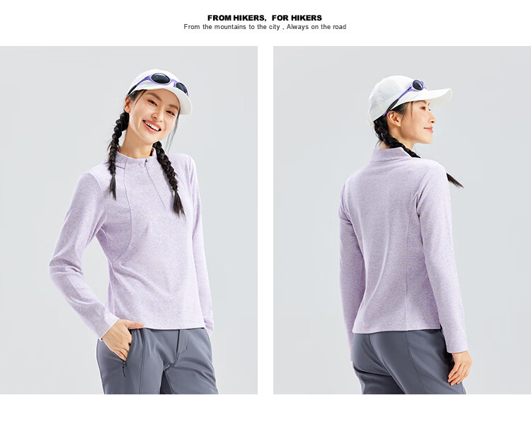 Pioneer Camp Women's Lightweight Fleece Pullover Outdoor Half-Zip Slim Fit Long Sleeve T-Shirt with Fleece Lined Stand Collar Sweatshirt Base Layer 7