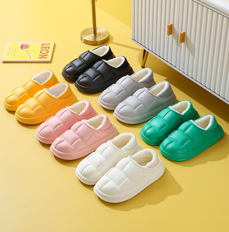CARTELO Cotton Slippers for Men And Women, Autumn And Winter Home Indoor Outdoor Wear, Warm Water-Resistant Soft Sole EVA Couple Shoes 2