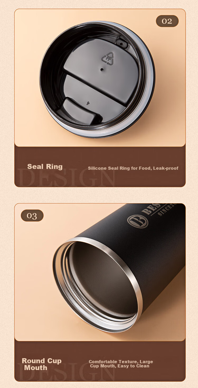 FUGURNG BESTJOY Coffee Mug, Fully Automatic Stirring Cup, 316 Stainless Steel Insulated Cup, Magnetic Electric Coffee Maker for Milk Powder, 400ml 12