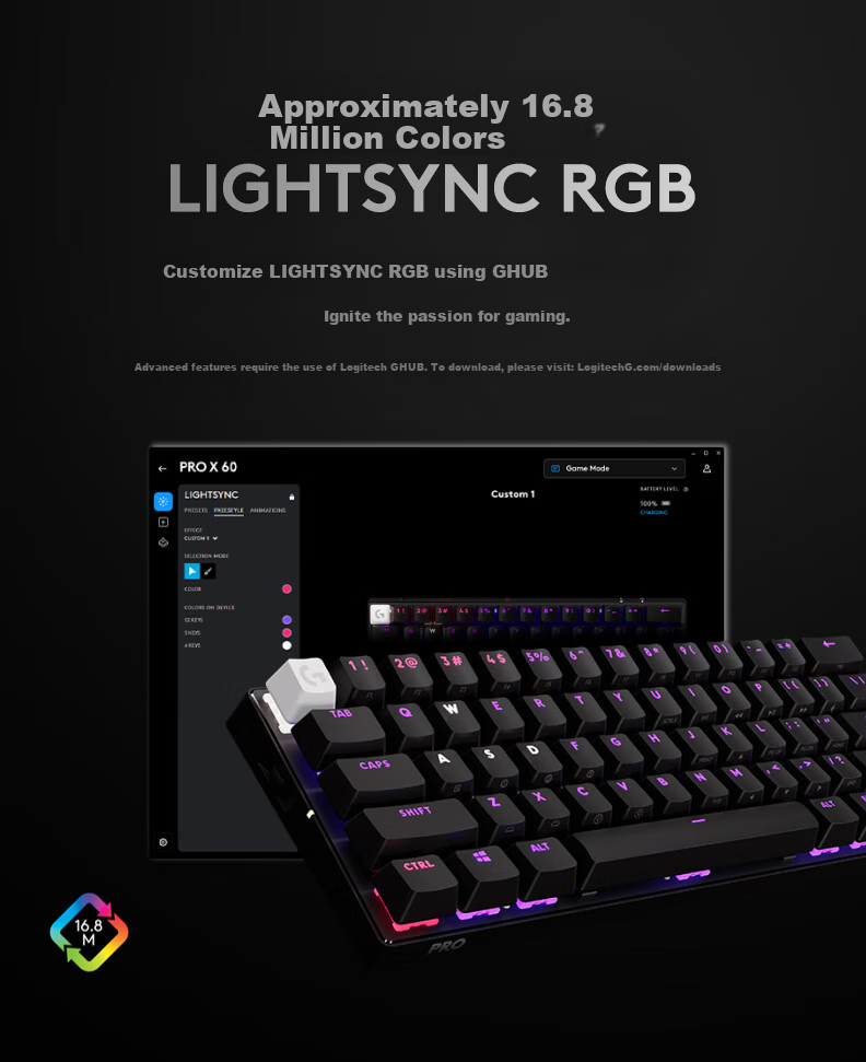 G PRO X 60 LIGHTSPEED Gaming Keyboard (Black, GX-T Optical Switches) Brown Switch (Slight Notch Feel), 60 Series, Essential for VALORANT 8