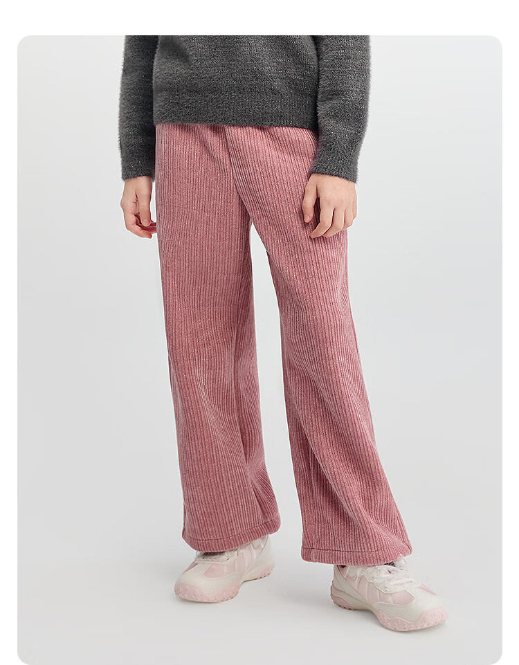 Balabala BalaOne Girls Fleece-Lined Straight-Leg Kids Pants 2025 Winter Warm Fashion 208425108006 2