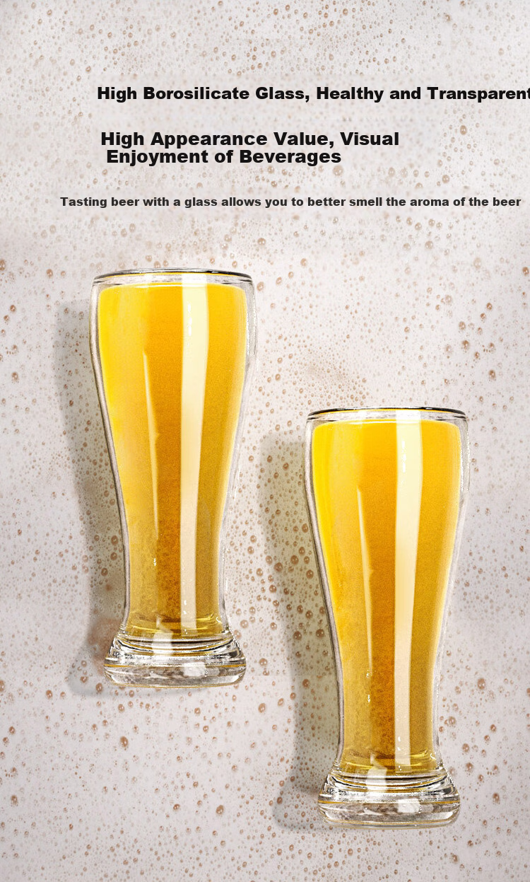 JD Original Beer Glasses, Draft Beer Mugs, Glass Cups, High-End Craft Beer Nordic Style Wine Glasses, Waist-Cutting Cups for Mid-Autumn Festival, 415ml, Set of 2 9