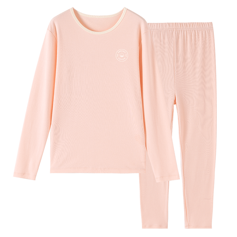 Dingguagua Girls' Junior Middle School Cotton Thermal Underwear Set Pink 170