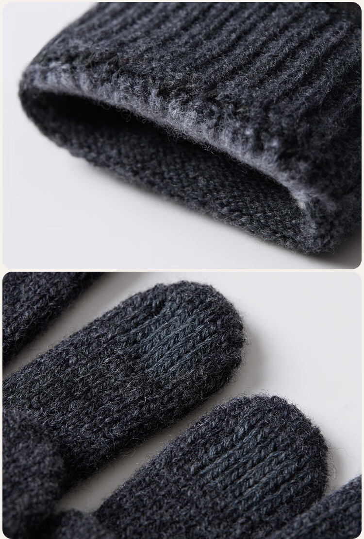 JIUMU 100% Wool Thermal Gloves for Men Winter Fair Isle Thickened Cold-Resistant Touchscreen Knitted Wool Gloves 10