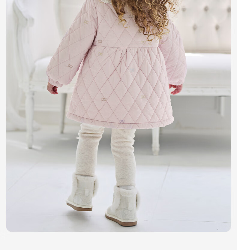 DAVE & BELLA Kids Waterproof Cotton-Padded Jacket Girls Autumn Winter Sweet Outerwear 3
