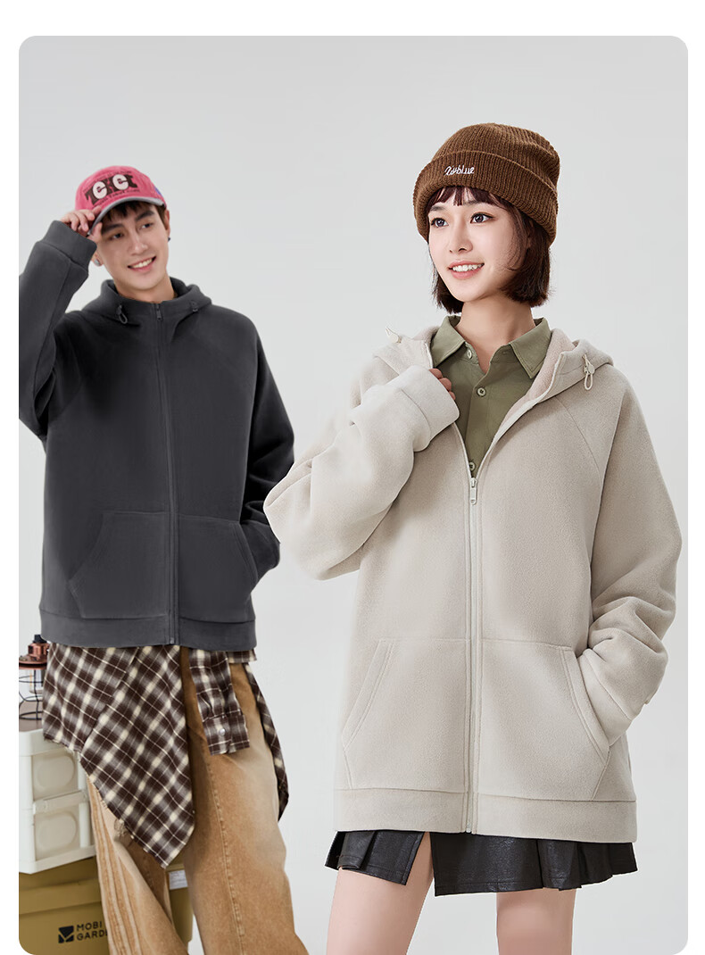Baleno S&K Series Aoli Fleece Jacket Men Autumn Winter Trendy Casual Hooded Windproof Zip-up Jacket 13