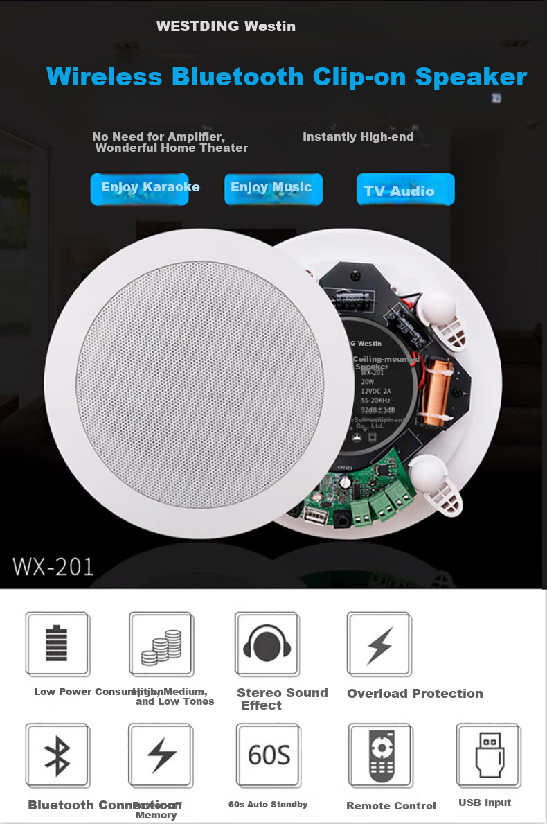 WESTDING Ceiling Speakers Home Theater Recessed Speakers, Wireless Bluetooth Fixed Impedance Speaker Set 201+708*1, Living Room Supermarket Shop Public Address Speakers 1