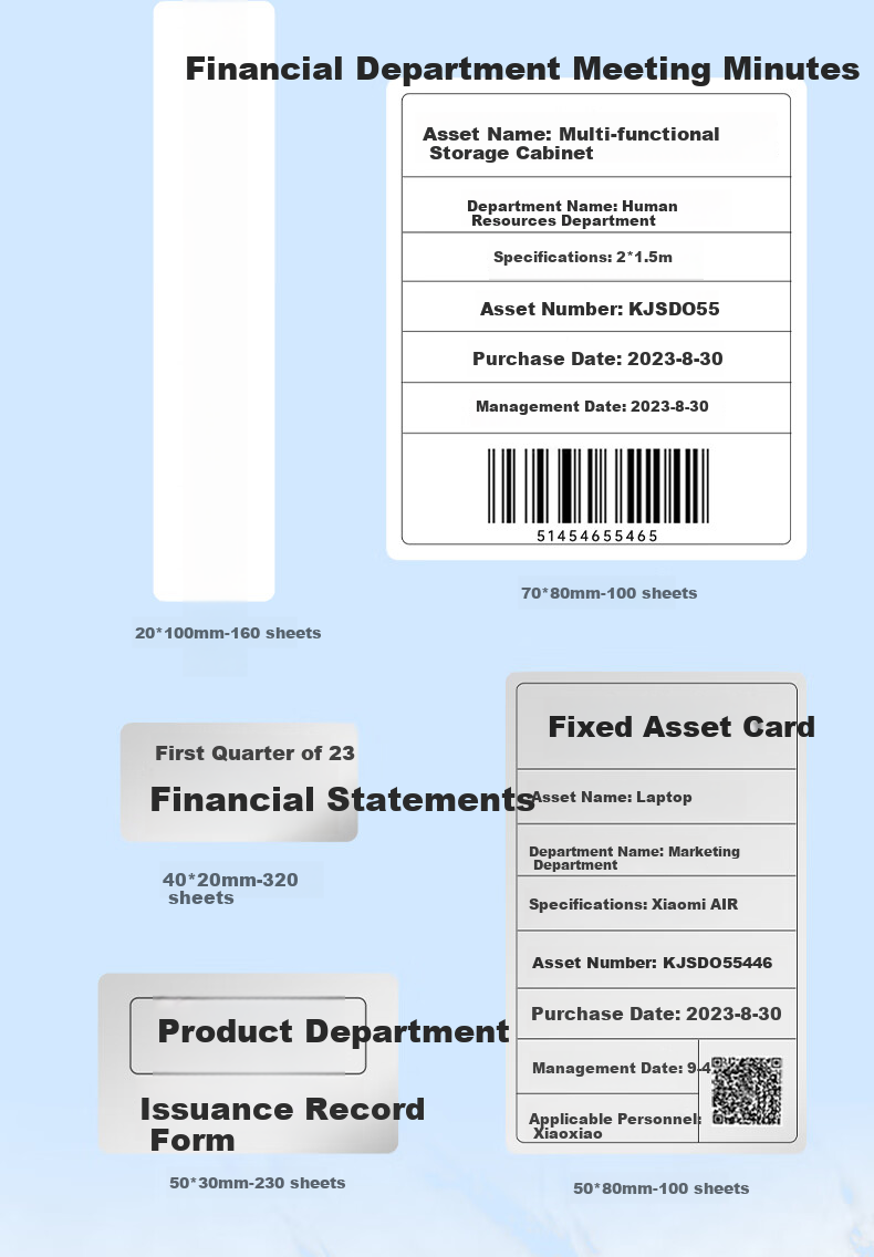 YCN [White 85*102mm - 80 Sheets] Suitable for M421 Office Fixed Asset Label Stickers, Card Identification, Cable Marking, White QR Code, Waterproof Adhesive Printing Paper 8