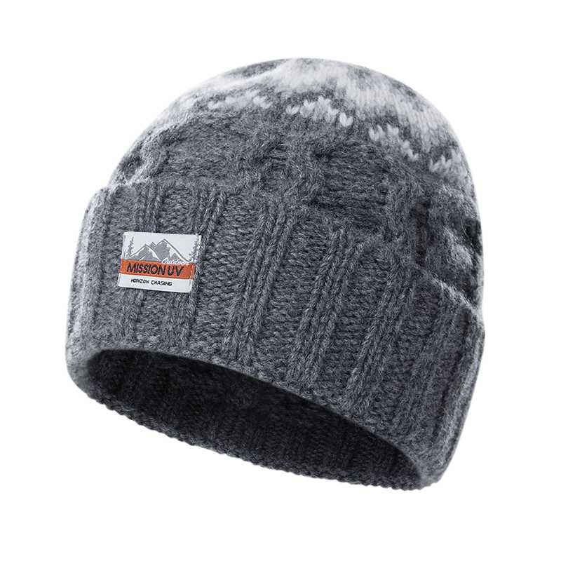MISSION UV Pure Wool Warm Knitted Beanie Autumn Winter Bohemian Cold Weather Outdoor Hat Women's Winter Hat