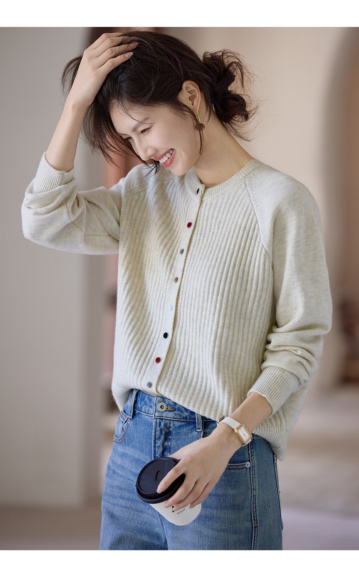She Enjoy Knitted Cardigan Women Raglan Sleeve Sweater Jacket Red Versatile Knit Top Outerwear T53Z127 16