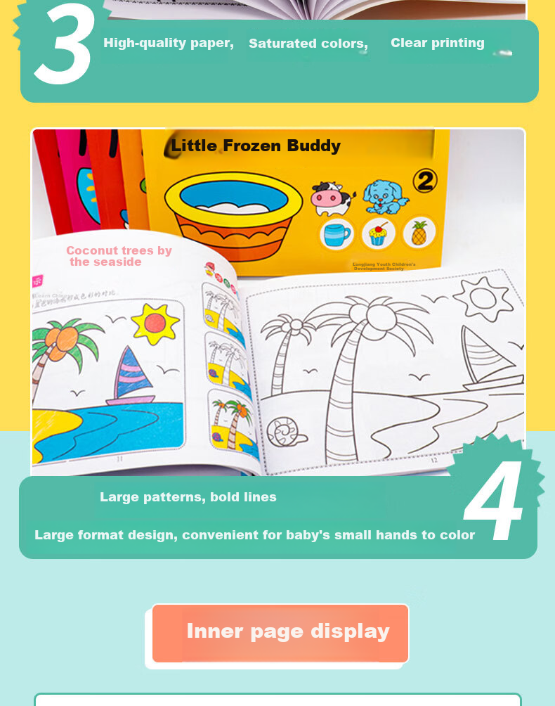 COOKSS Children's Coloring Book, Drawing Book for Ages 2-6, Baby's Art Sketch Pad, Drawing And Doodling Book, Children's Gift 4