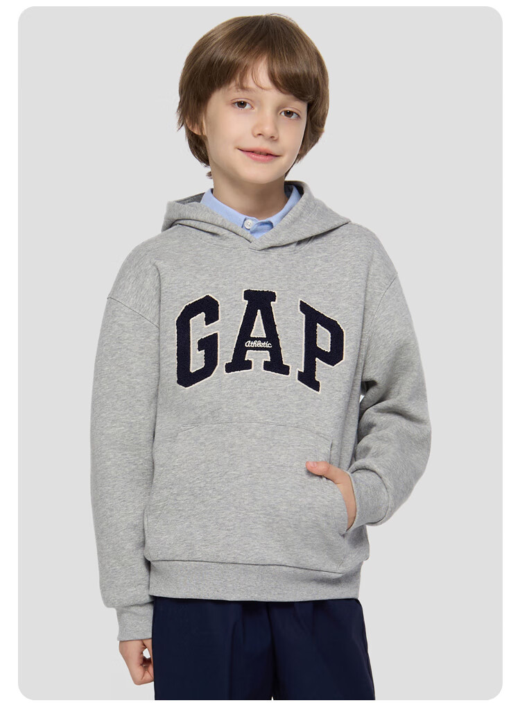 GAP [Same Style for Older And Younger Kids], Boys And Girls Autumn Logo Fleece Hoodie 804635 4